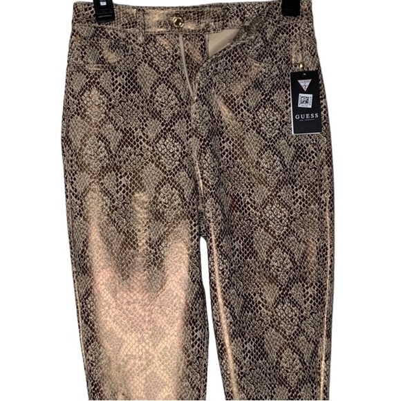 NWT $98 Guess Iridescent Sheen Coated Poison Python Print Stiletto Skinny Pant 8 - Picture 4 of 13